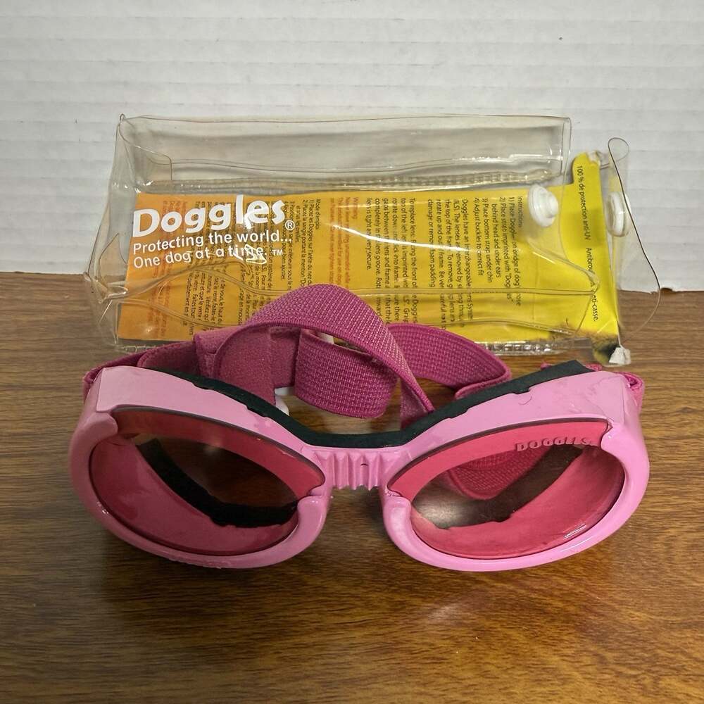 Doggles ILS Dog Protective Eyewear Pink Frame Pink Lens Dog Goggles- Small
